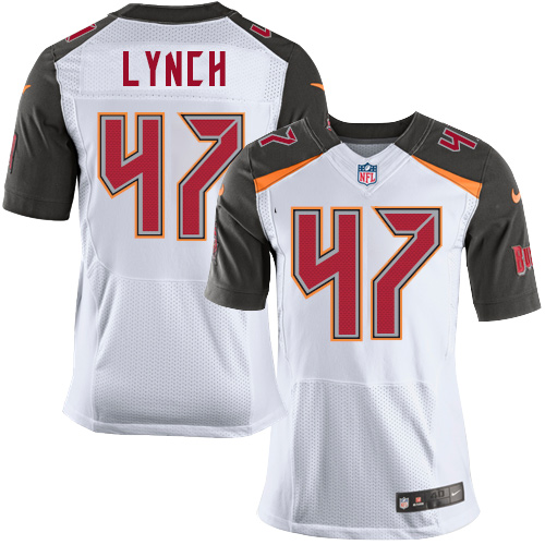 Nike Buccaneers #47 John Lynch White Men's Stitched NFL New Elite Jersey - Click Image to Close